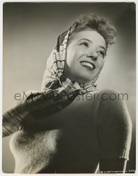 5z0159 JEFF DONNELL 10.5x13.5 still 1946 Columbia studio portrait wearing head scarf by Ned Scott!
