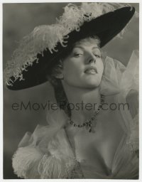 5z0184 LILIAN BOND deluxe 10.25x13.25 still 1930s beautiful close portrait in low cut dress & hat!