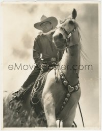 5z0252 RED RIDER deluxe 11x14.25 still 1934 best c/u of Buck Jones on his horse Silver by MacLean!