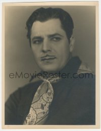 5z0320 WARNER BAXTER deluxe 9.75x12.75 still 1920s Hurrell portrait with pencil mustache & scarf!