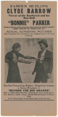 5z0464 BONNIE & CLYDE NEWS REEL HERALD herald 1934 see the Texas Cop Killers, slayers of 10 men!