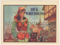 5z0409 DICK WHITTINGTON stage play English herald 1930s art of sexy female lead with smiling cat!
