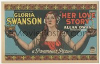 5z0599 HER LOVE STORY herald 1924 great different art of Gloria Swanson holding crown, rare!