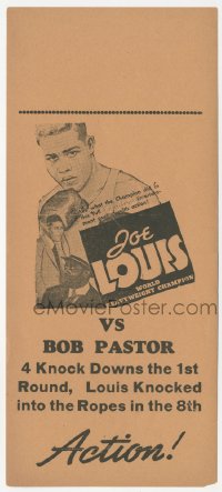5z0631 JOE LOUIS VS BOB PASTOR herald 1939 boxing match, the world heavyweight champion, cool!