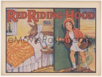 5z0418 RED RIDING HOOD red title stage play English herald 1930s art of Red & wolf in bed by Rusby!