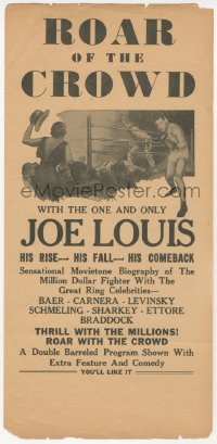 5z0748 ROAR OF THE CROWD 1pg herald 1930s all the great Joe Louis boxing fights in one picture!