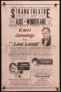 5z0803 STRAND THEATRE local theater herald July 1, 1928 Jannings in The Last Laugh, That's My Daddy