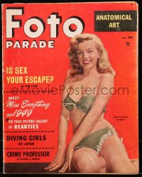 5z1358 FOTO PARADE vol 1 no 1 magazine Dec 1949 sexy Marilyn Monroe in bikini by Laszlo Willinger!