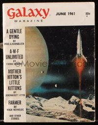 5z1329 GALAXY SCIENCE FICTION digest magazine June 1961 cool cover art of rocket in space by Wenzel!