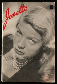 5z1256 JOVETTE Canadian magazine October 1946 beautiful Lauren Bacall on the cover!