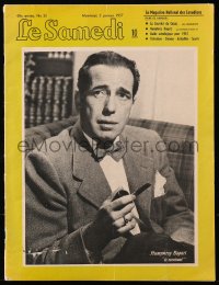 5z1257 LE SAMEDI Canadian magazine January 5, 1957 great cover portrait of Humphrey Bogart w/ pipe!