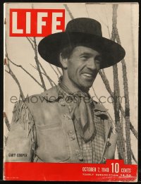 5z1377 LIFE MAGAZINE magazine October 7, 1940 cover portrait of Gary Cooper filming The Westerner!