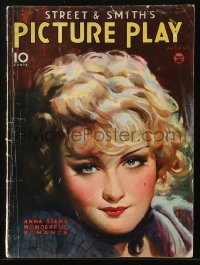 5z1421 PICTURE PLAY magazine August 1934 great cover art of pretty Anna Sten by Irving Sinclair!