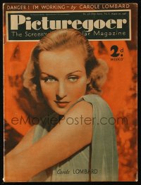 5z1311 PICTUREGOER English magazine August 20, 1938 great cover portrait of sexy Carole Lombard!