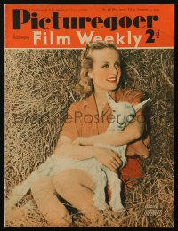 5z1312 PICTUREGOER English magazine December 23, 1939 great cover portrait of Carole Lombard w/goat!