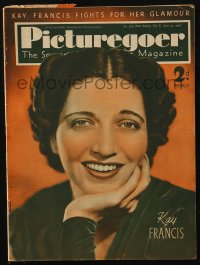 5z1310 PICTUREGOER English magazine June 25, 1938 great cover portrait of pretty Kay Francis!