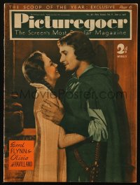 5z1309 PICTUREGOER English magazine June 4, 1938 Errol Flynn & Olivia De Havilland in Robin Hood!