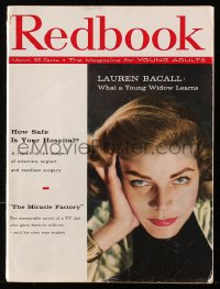 5z1432 REDBOOK magazine March 1958 great cover portrait of Lauren Bacall, What a Young Widow Learns!
