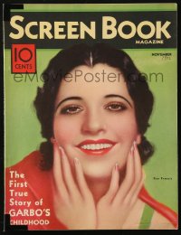 5z1435 SCREEN BOOK magazine November 1932 great cover art of beautiful Kay Francis by Jose Recoder!