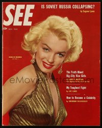 5z1448 SEE magazine November 1953 Marilyn Monroe in sexy gold dress by Frank Powolny on the cover!