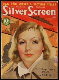 5z1451 SILVER SCREEN magazine May 1933 great cover art of Greta Garbo by John Rolston Clarke!