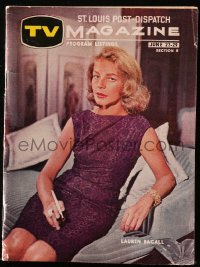5z1331 TV MAGAZINE digest magazine June 23, 1963 great cover portrait of smoking Lauren Bacall!