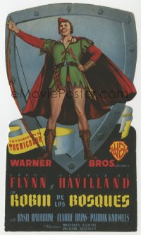 5z0878 ADVENTURES OF ROBIN HOOD die-cut Spanish herald 1948 best art of Errol Flynn as Robin Hood!