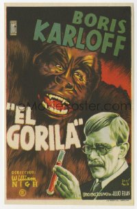 5z0889 APE Spanish herald 1945 great different Jose Maria art of Boris Karloff & wacky gorilla!