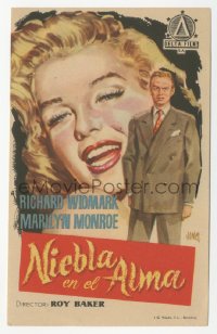 5z0960 DON'T BOTHER TO KNOCK Spanish herald 1956 different art of Marilyn Monroe & Widmark by Jano!