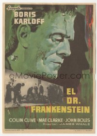 5z0984 FRANKENSTEIN Spanish herald R1965 great MCP close up art of Boris Karloff as the monster!