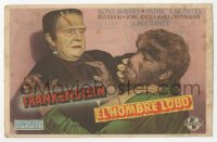 5z0985 FRANKENSTEIN MEETS THE WOLF MAN Spanish herald 1946 best c/u of Bela Lugosi & Lon Chaney Jr.!