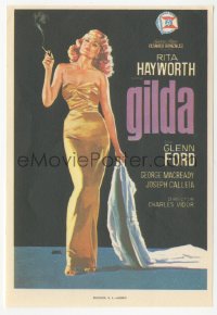 5z0995 GILDA Spanish herald R1950s best Jano art of sexy Rita Hayworth smoking in sheath dress!