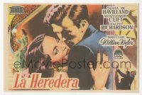 5z1011 HEIRESS Spanish herald 1951 William Wyler, art of Olivia de Havilland & Montgomery Clift!