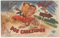 5z1013 HERE COME THE CO-EDS Spanish herald 1945 wacky art of Bud Abbott & Lou Costello in car!