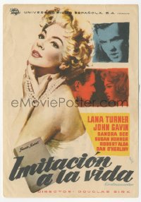 5z1034 IMITATION OF LIFE Spanish herald 1960 MCP art of sexy Lana Turner & top stars, Fannie Hurst!