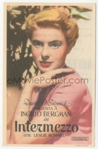 5z1036 INTERMEZZO Spanish herald 1943 different close portrait of pretty Ingrid Bergman, rare!
