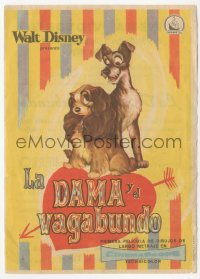 5z1052 LADY & THE TRAMP Spanish herald 1957 Walt Disney romantic canine dog classic cartoon!