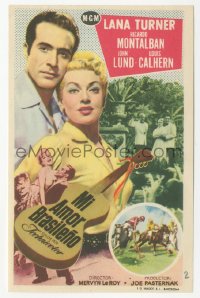 5z1056 LATIN LOVERS Spanish herald 1953 sexy Lana Turner & Ricardo Montalban with guitar, rare!