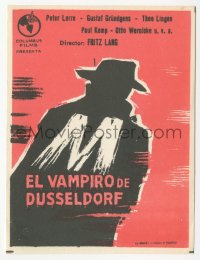 5z1065 M Spanish herald R1962 Fritz Lang classic, silhouette art of serial killer Peter Lorre!