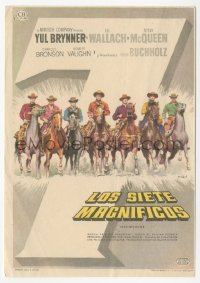 5z1069 MAGNIFICENT SEVEN Spanish herald 1961 great Mac Gomez art of the top cast lined up on horses!
