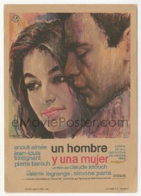 5z1070 MAN & A WOMAN Spanish herald 1966 Lelouch, different art of Aimee & Trintignant by Mac Gomez!