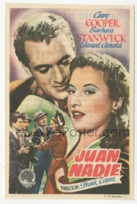 5z1077 MEET JOHN DOE Spanish herald 1948 Gary Cooper & Barbara Stanwyck, Frank Capra, different!