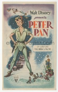 5z1124 PETER PAN Spanish herald 1955 Walt Disney cartoon fantasy classic, great full-length art!