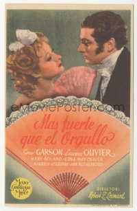 5z1128 PRIDE & PREJUDICE Spanish herald 1940 Laurence Olivier, Greer Garson, from Jane Austen novel!