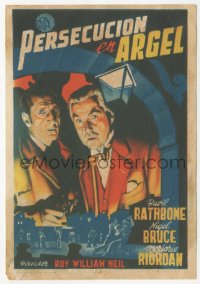 5z1133 PURSUIT TO ALGIERS Spanish herald 1945 Rathbone as Sherlock Holmes, Bruce as Watson, Ramon art