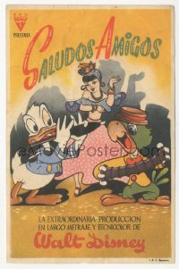 5z1150 SALUDOS AMIGOS Spanish herald 1944 Disney, different cartoon art of Donald Duck & Joe Carioca!