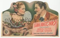 5z1151 SAN ANTONIO die-cut Spanish herald 1949 different image of Alexis Smith smiling at Errol Flynn