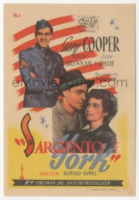 5z1161 SERGEANT YORK Spanish herald 1947 different Cleo art of Gary Cooper in uniform, Howard Hawks