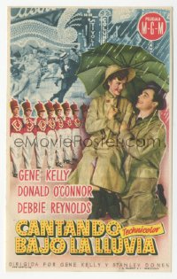 5z1171 SINGIN' IN THE RAIN Spanish herald 1953 Gene Kelly & Debbie Reynolds under umbrella!