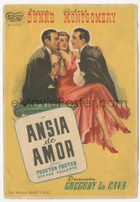 5z1211 UNFINISHED BUSINESS Spanish herald 1941 MCP art of Irene Dunne, Montgomery & Foster, rare!
